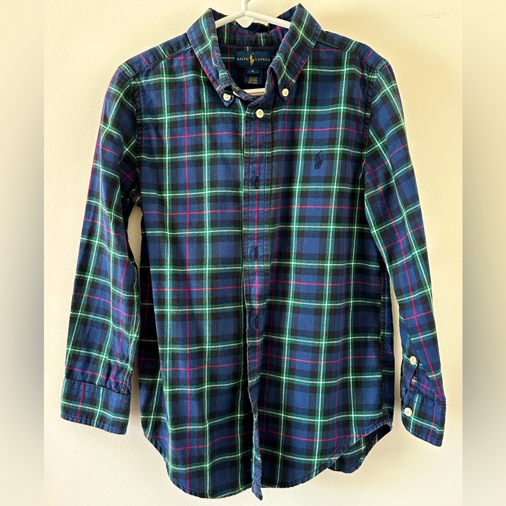 Ralph Lauren Flannel Plaid Shirt. 100% cotton. Size 6 (boys)